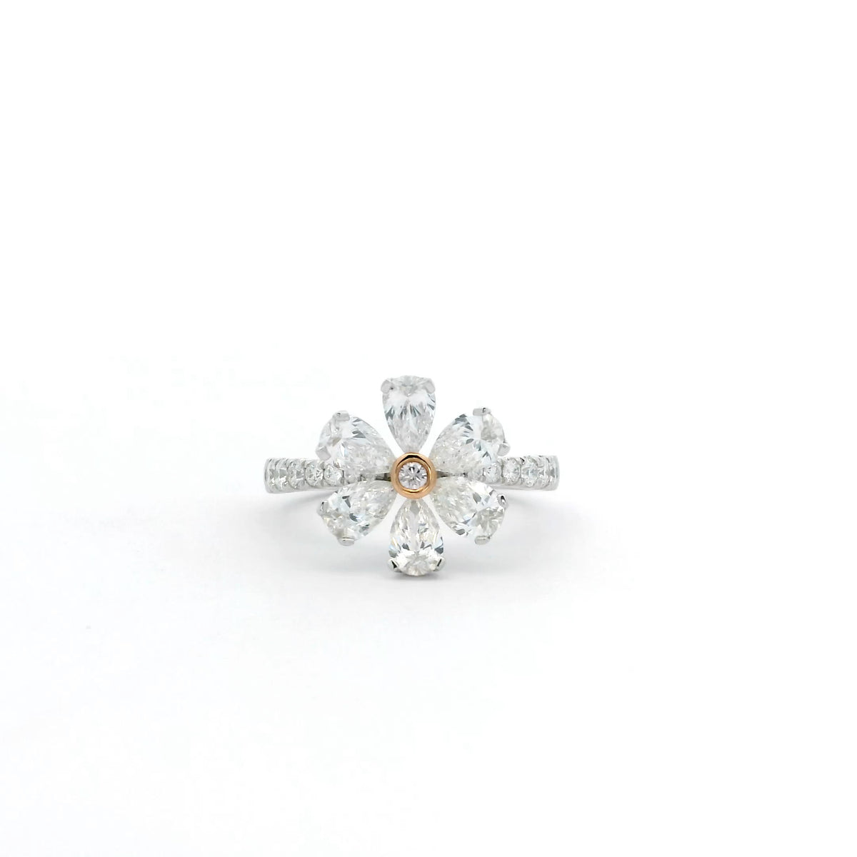 1.78ct Pear Cut Diamond Flower Ring