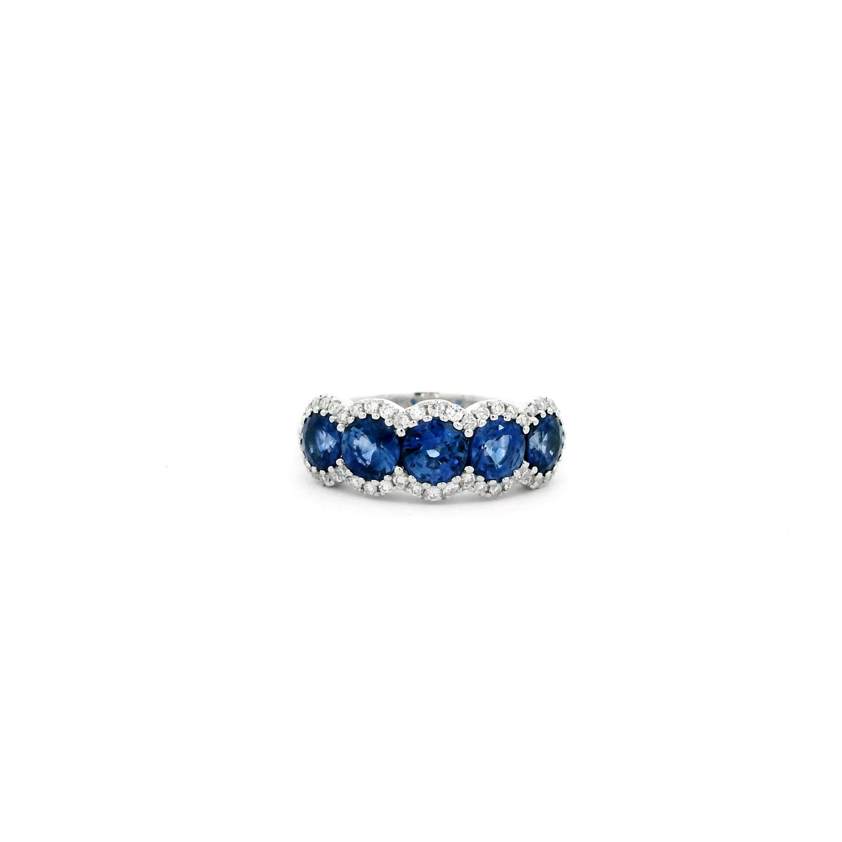 2.47ct Round Sapphire And Diamond Five Stone Cluster Ring