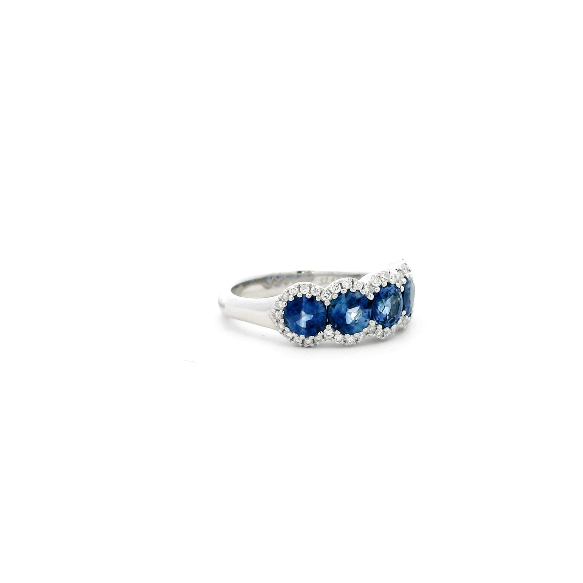 2.47ct Round Sapphire And Diamond Five Stone Cluster Ring