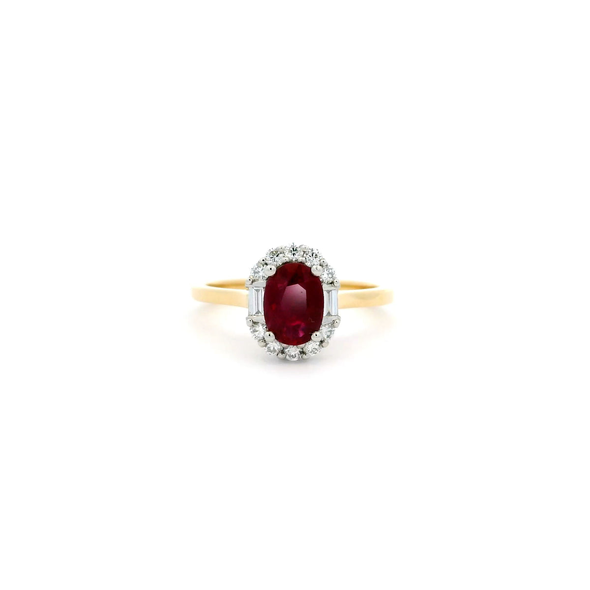 1.06ct Oval Ruby And Diamond Cluster Ring