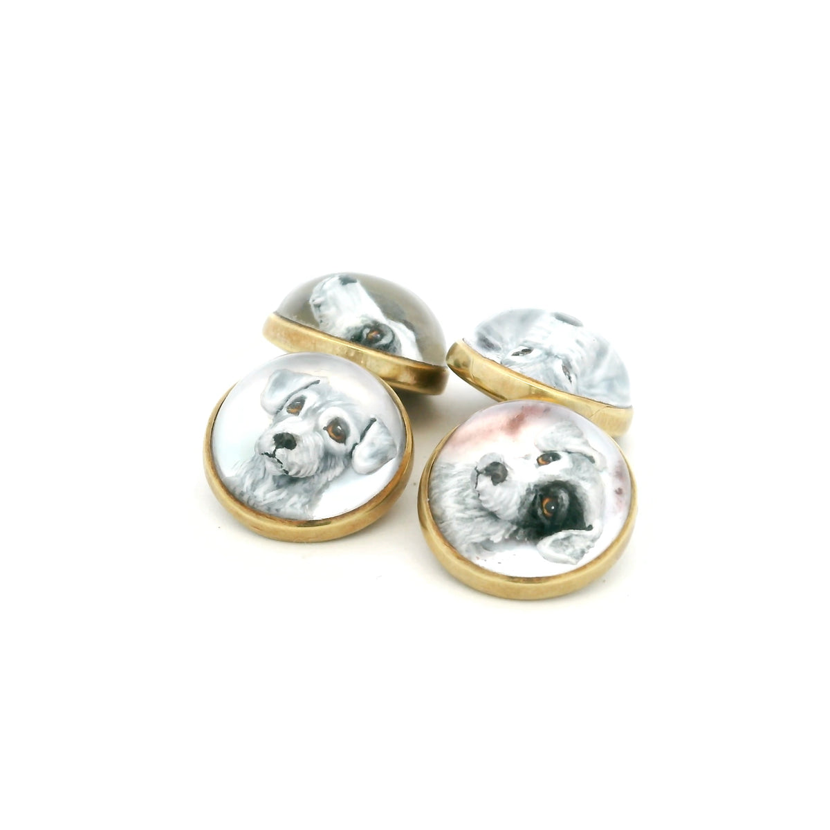 14ct Yellow Gold Essex Crystal Dog Cufflinks