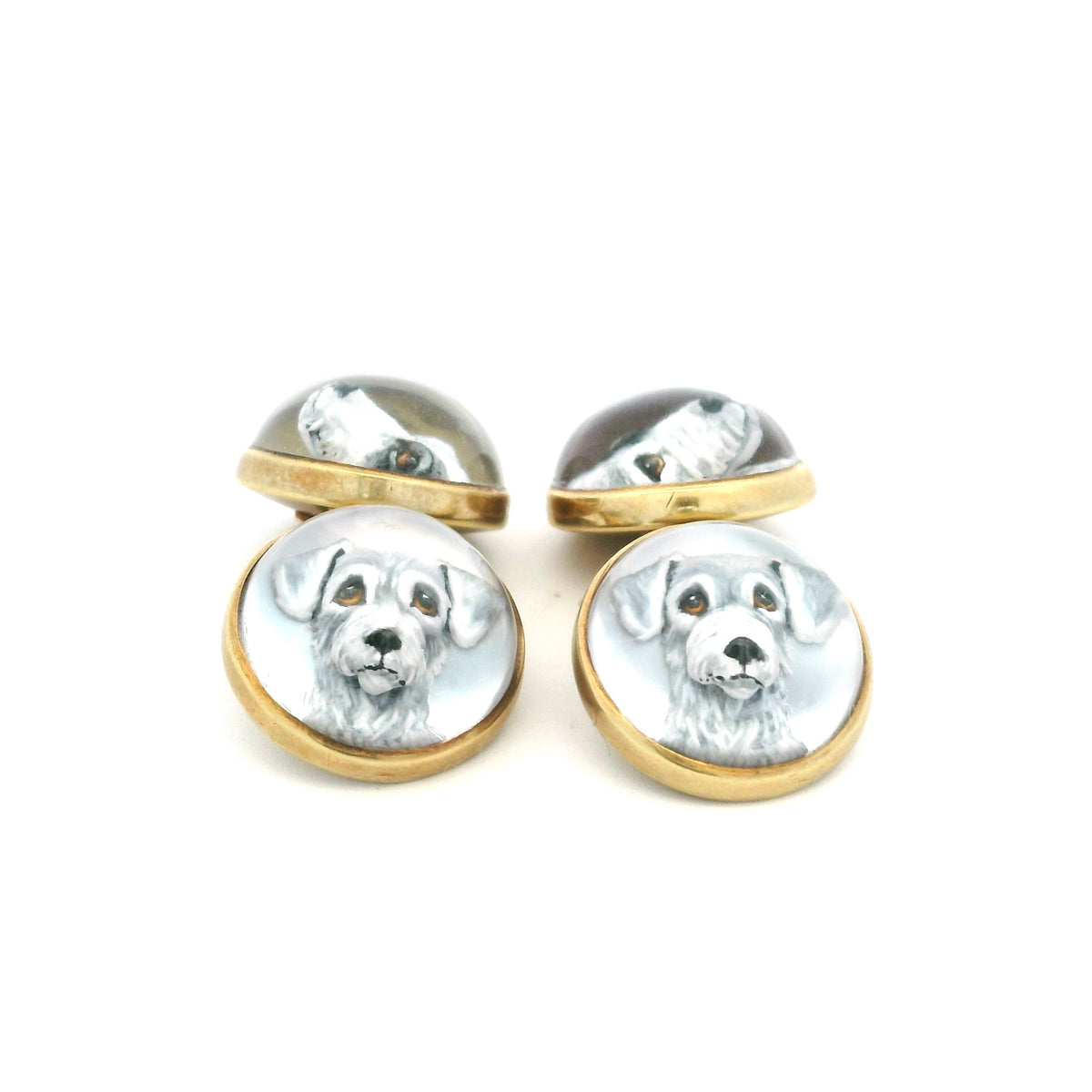 14ct Yellow Gold Essex Crystal Dog Cufflinks