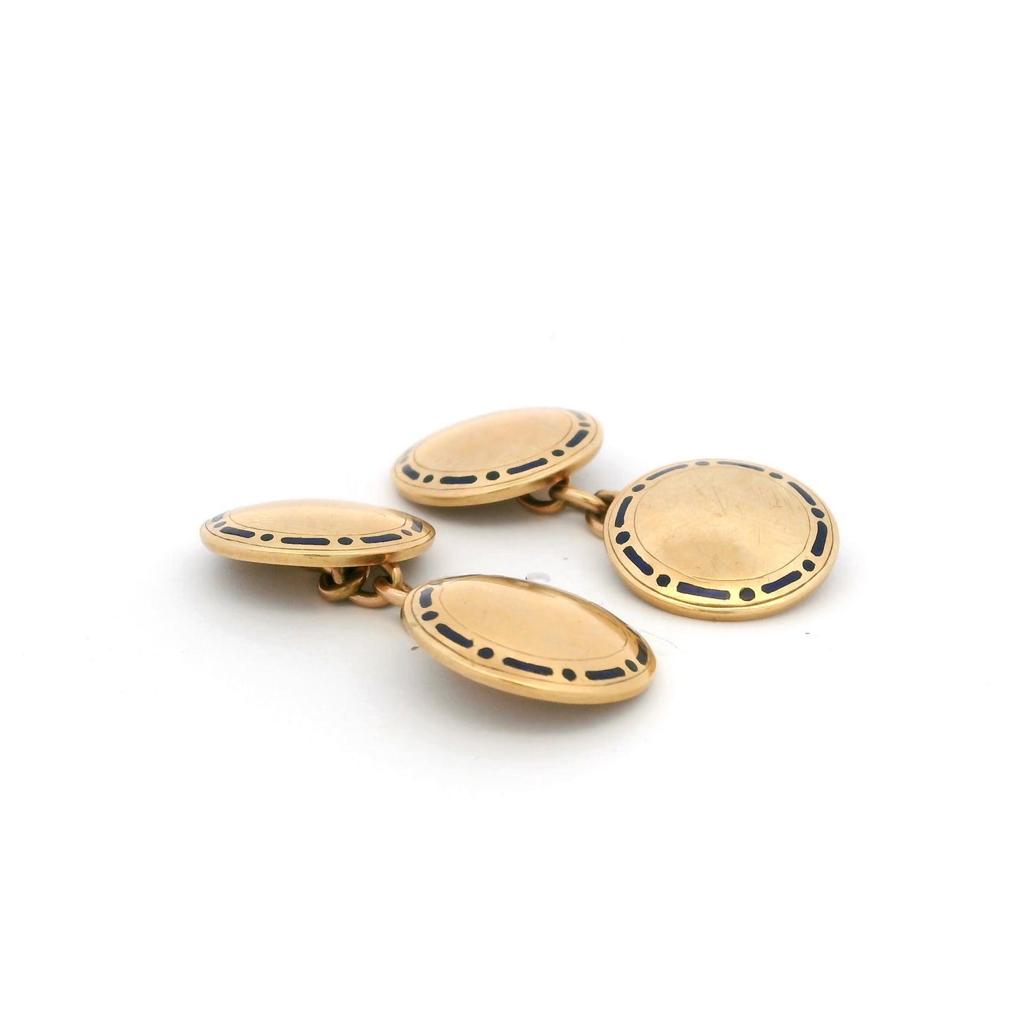 15ct Yellow Gold And Enamel Cufflinks