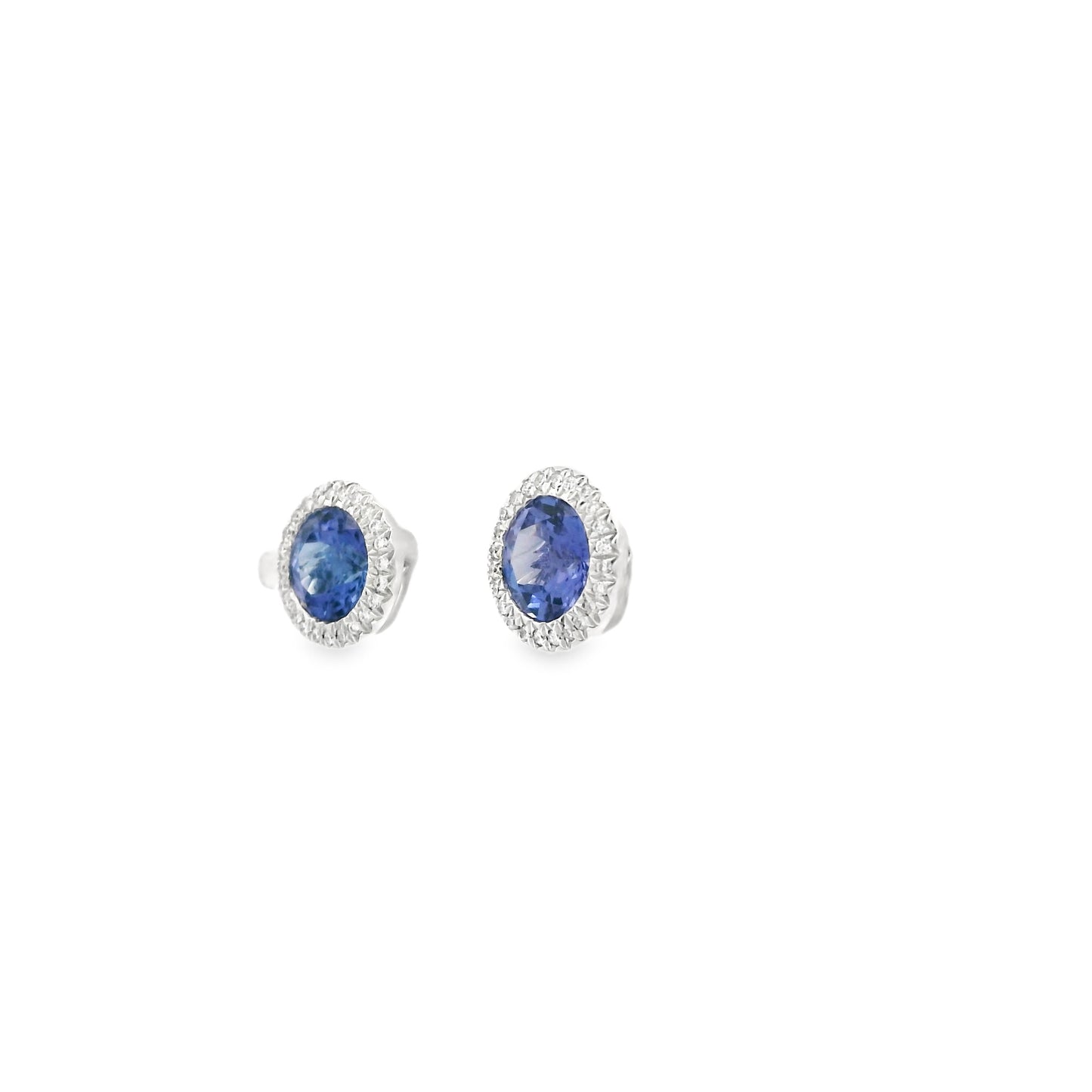 1.97ct Round Tanzanite And Diamond Cluster Earrings