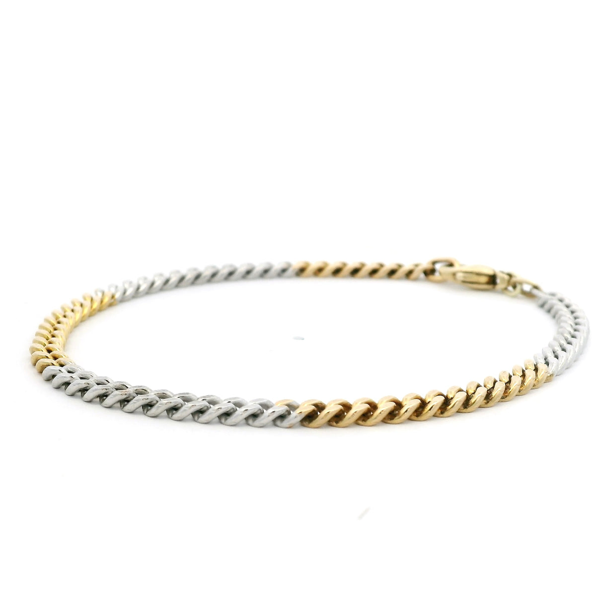 Yellow And White Gold Flat Curb Link Bracelet