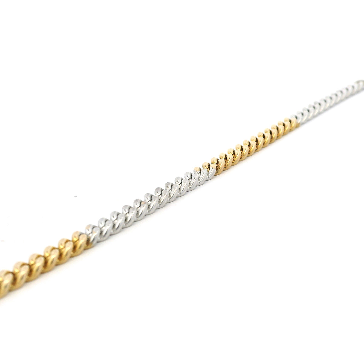 Yellow And White Gold Flat Curb Link Bracelet