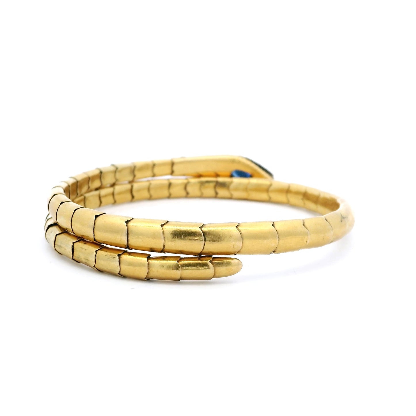 0.76ct Yellow Gold Sapphire Coiled Snake Bangle