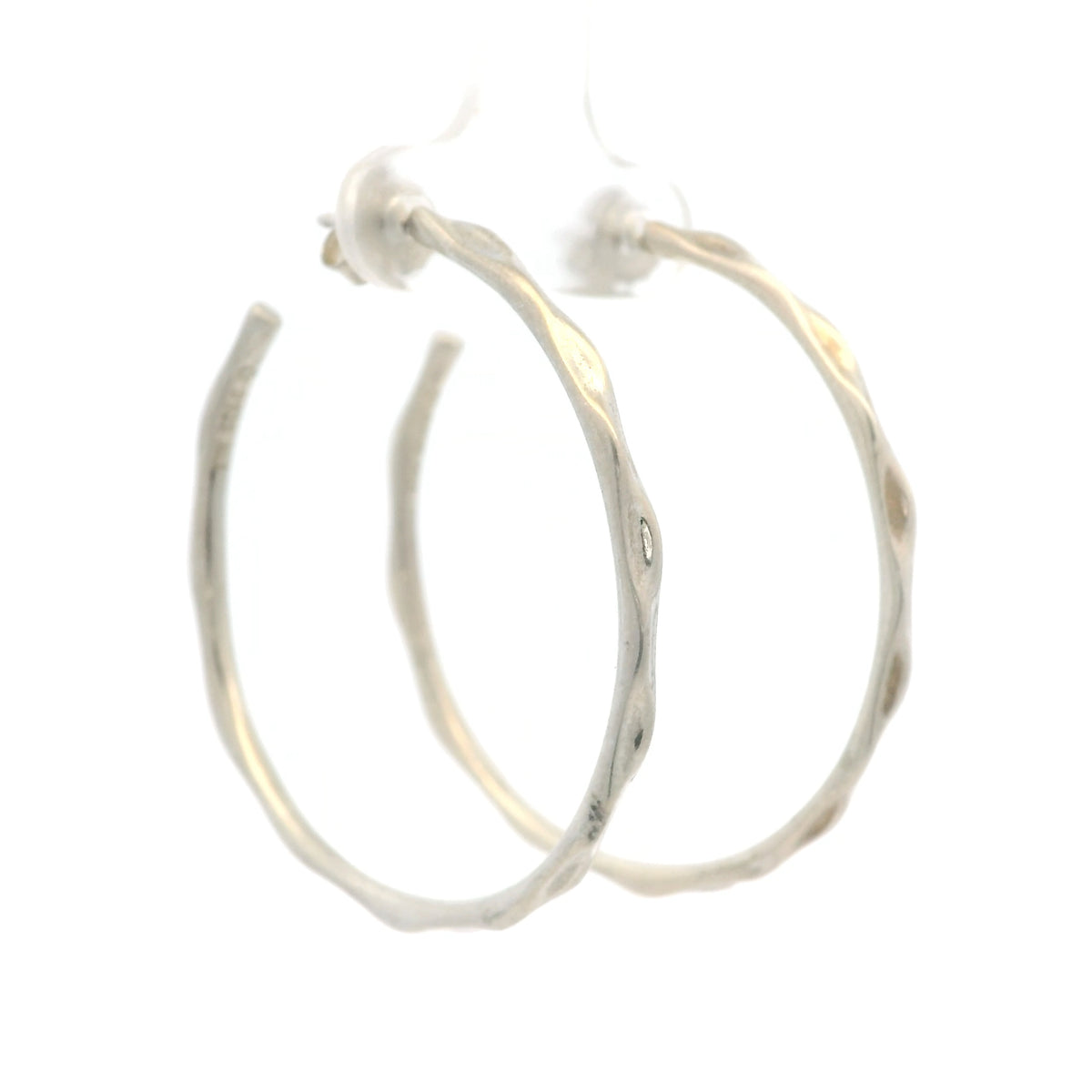 Silver Faceted Hoops