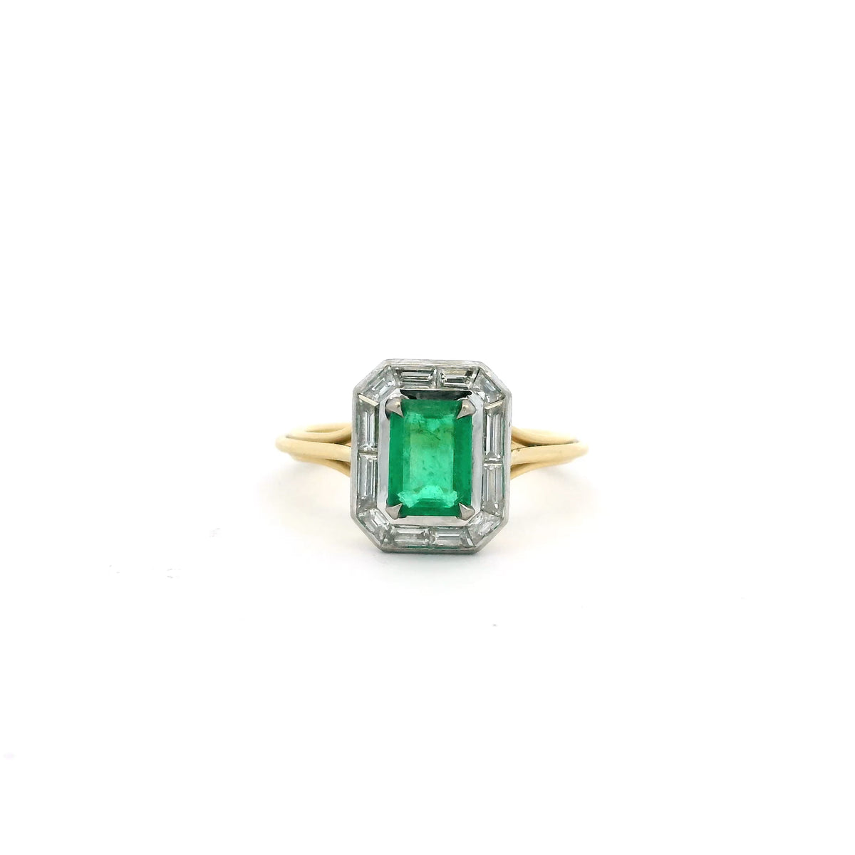 0.80ct Jessica McCormack Emerald Cut Emerald And Baguette Cut Diamond Cluster Ring