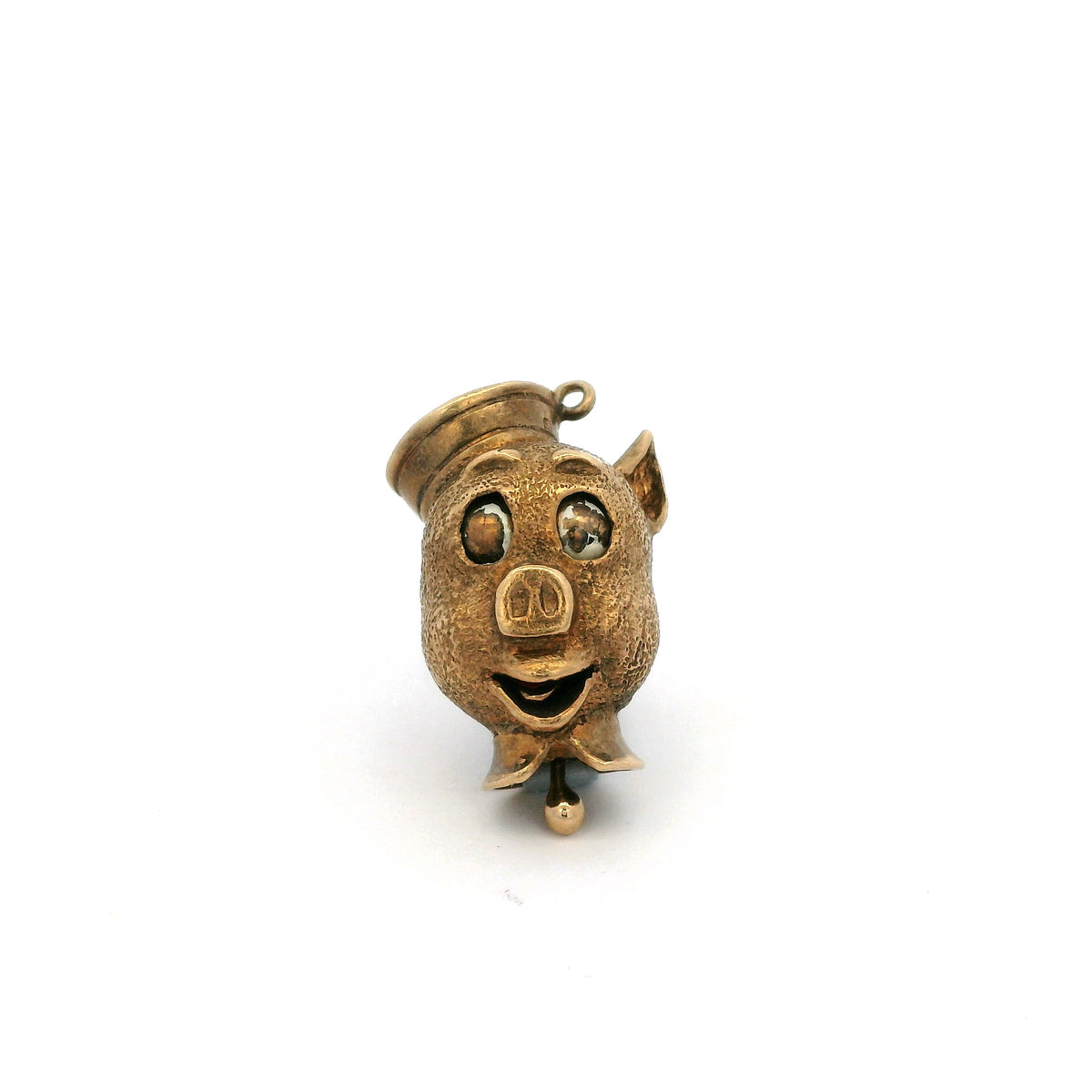 Yellow Gold Articulated Sailor Pig Charm