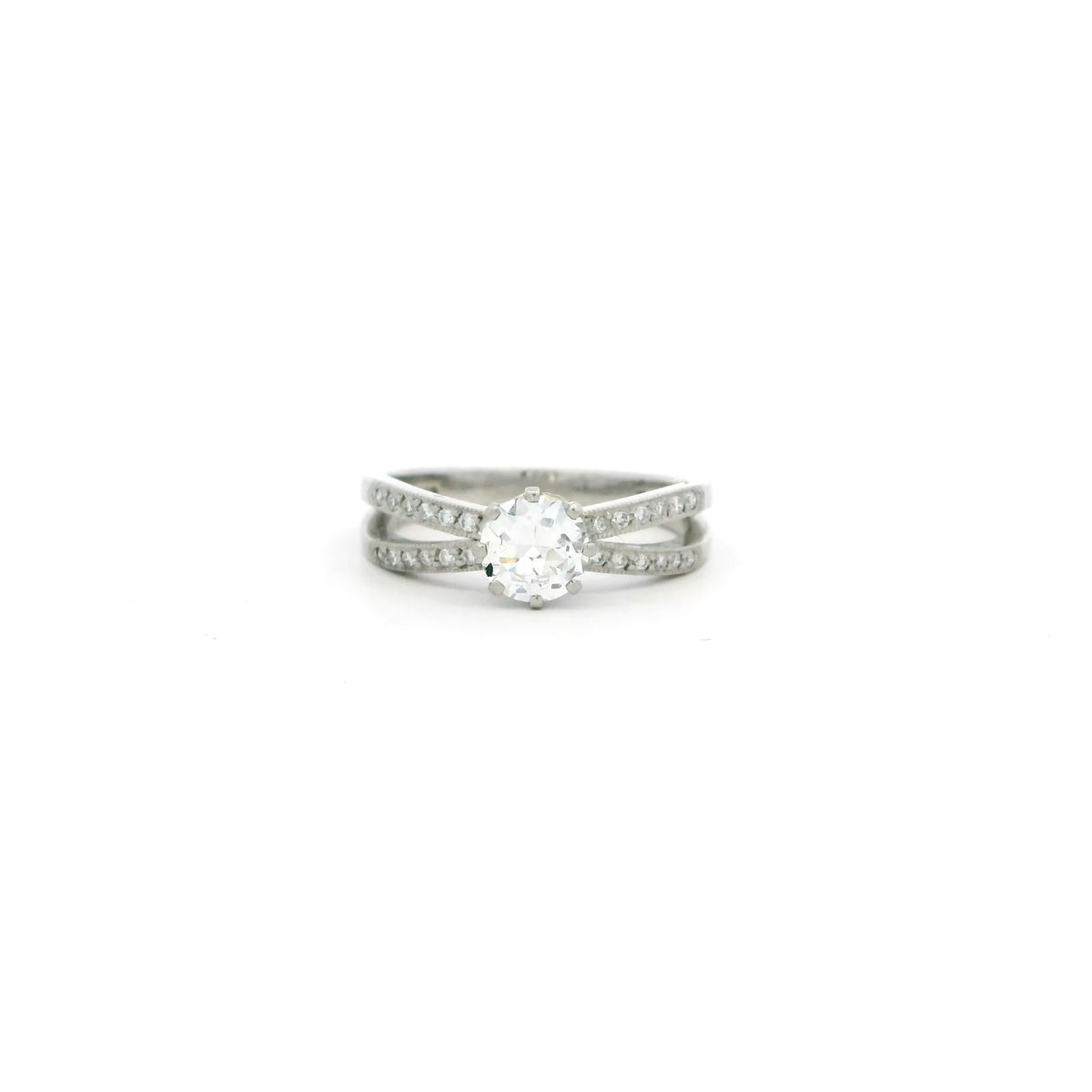 0.55ct Round Diamond Solitaire Ring with Diamond Set Split Shoulders