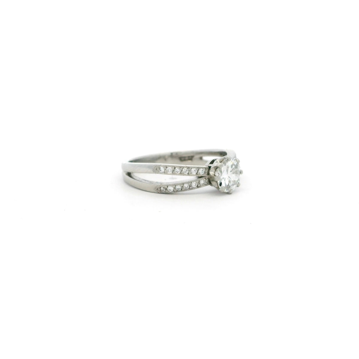0.55ct Round Diamond Solitaire Ring with Diamond Set Split Shoulders