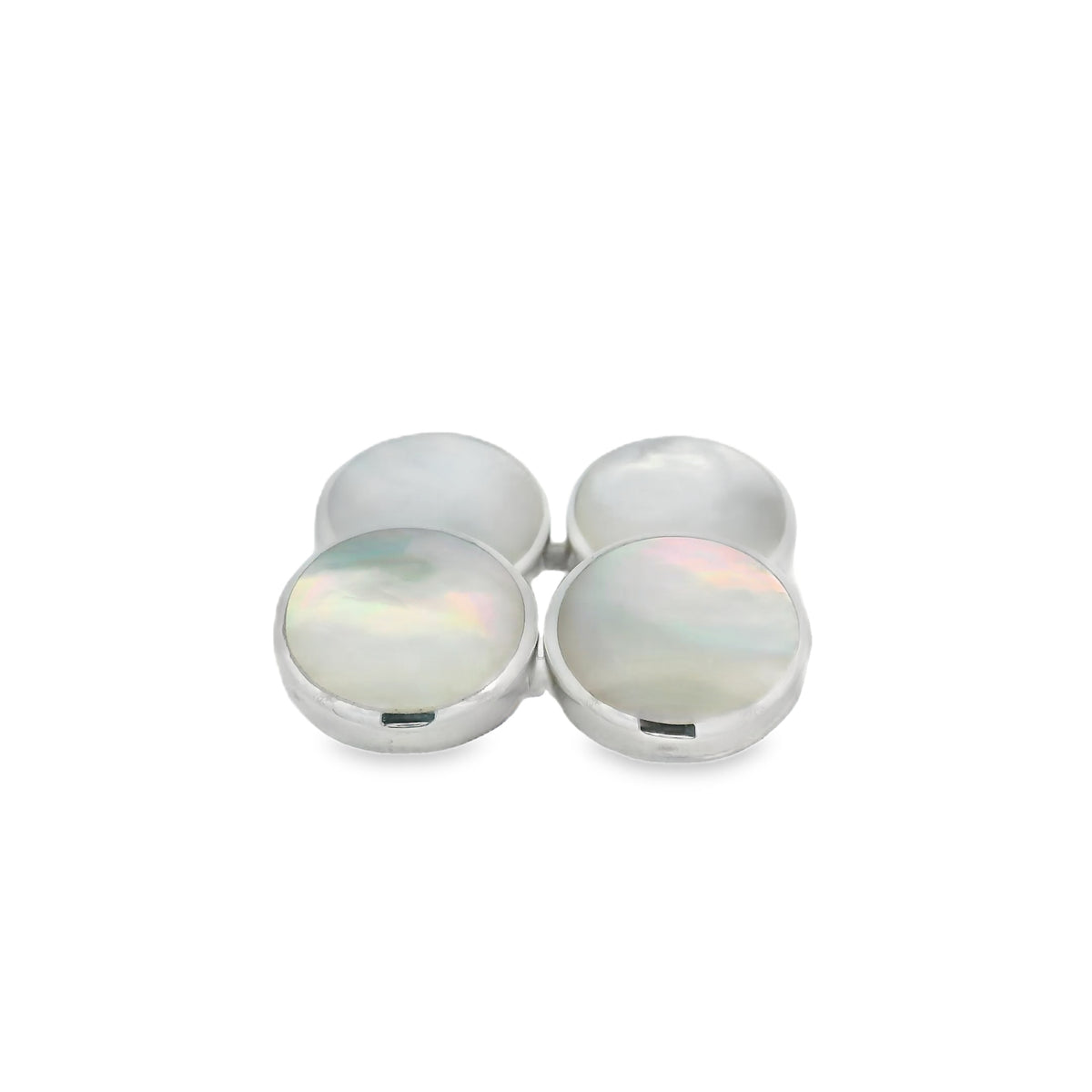 Silver And Mother Of Pearl Round Cufflinks