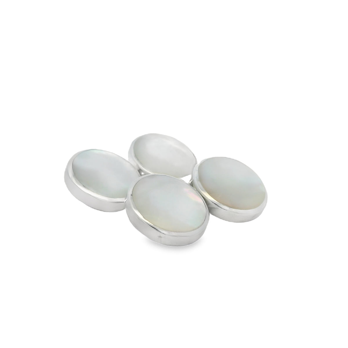 Silver And Mother Of Pearl Round Cufflinks