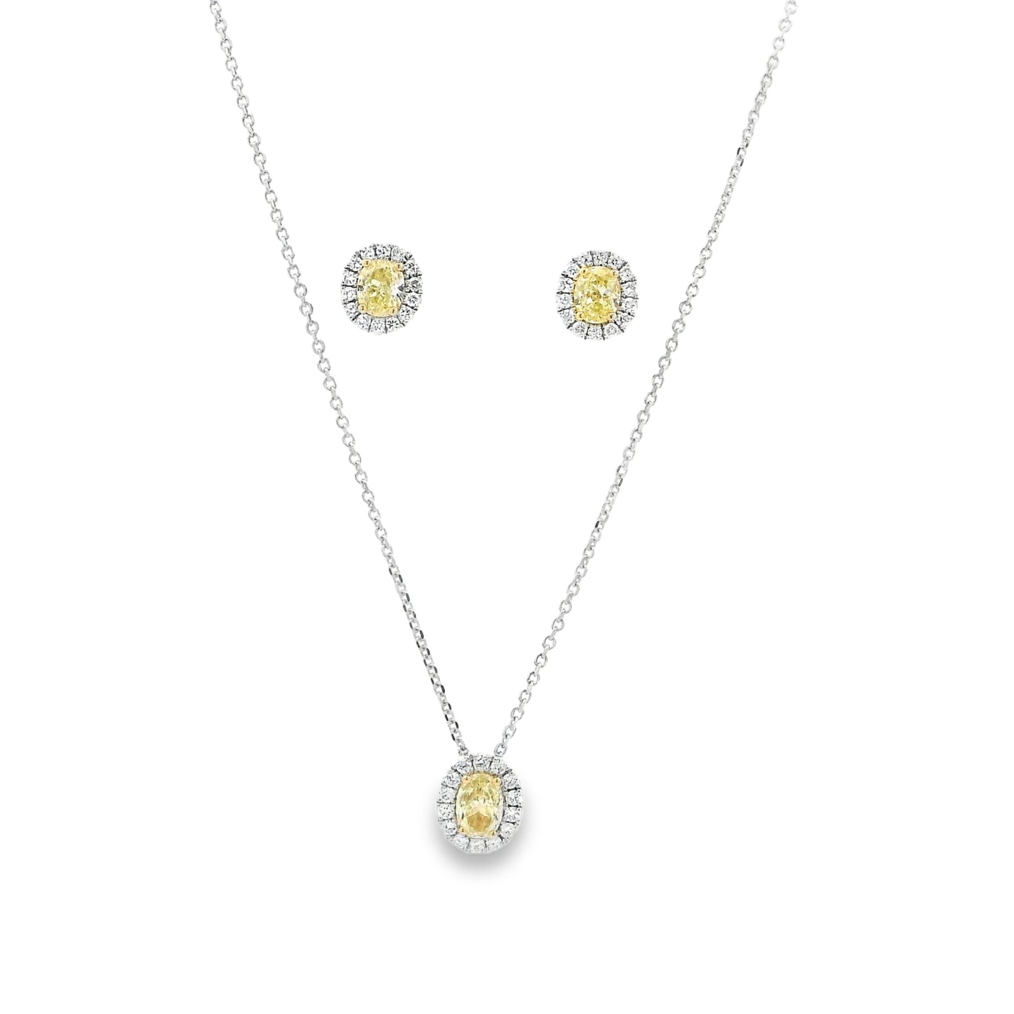 0.60ct Oval Yellow Diamond Cluster Earrings