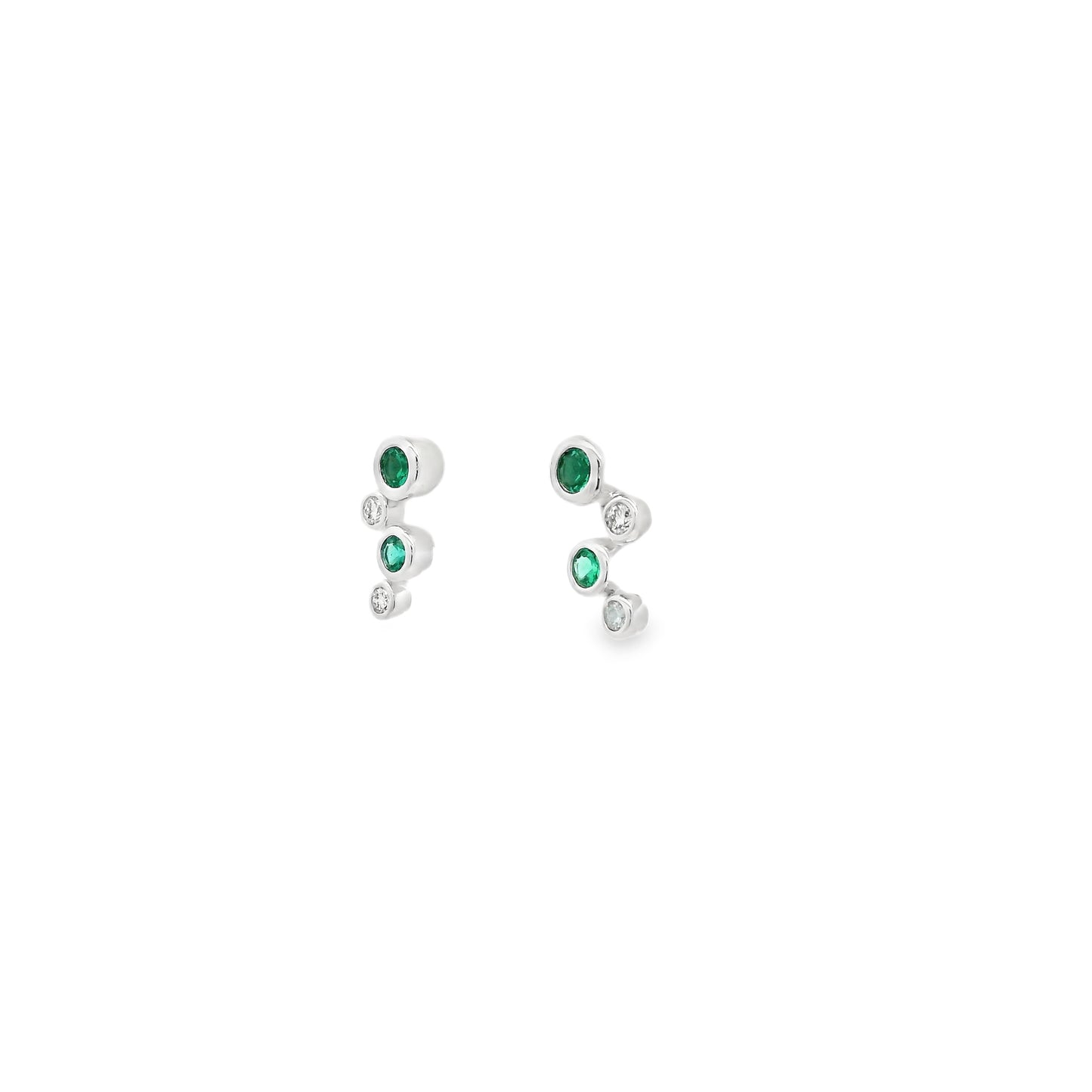 0.20ct Round Emerald And Diamond Bubble Style Earrings