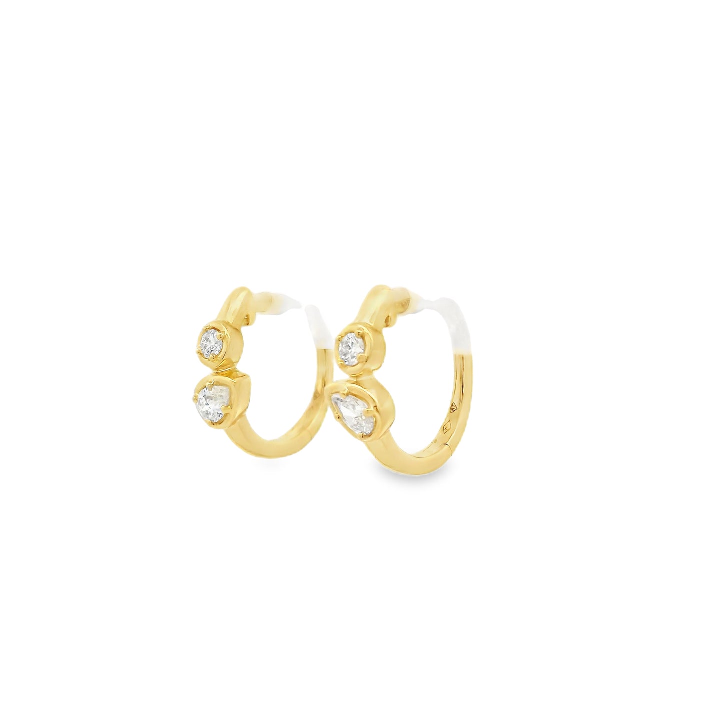 0.38ct Pear And Round Cut Diamond Hoop Earrings