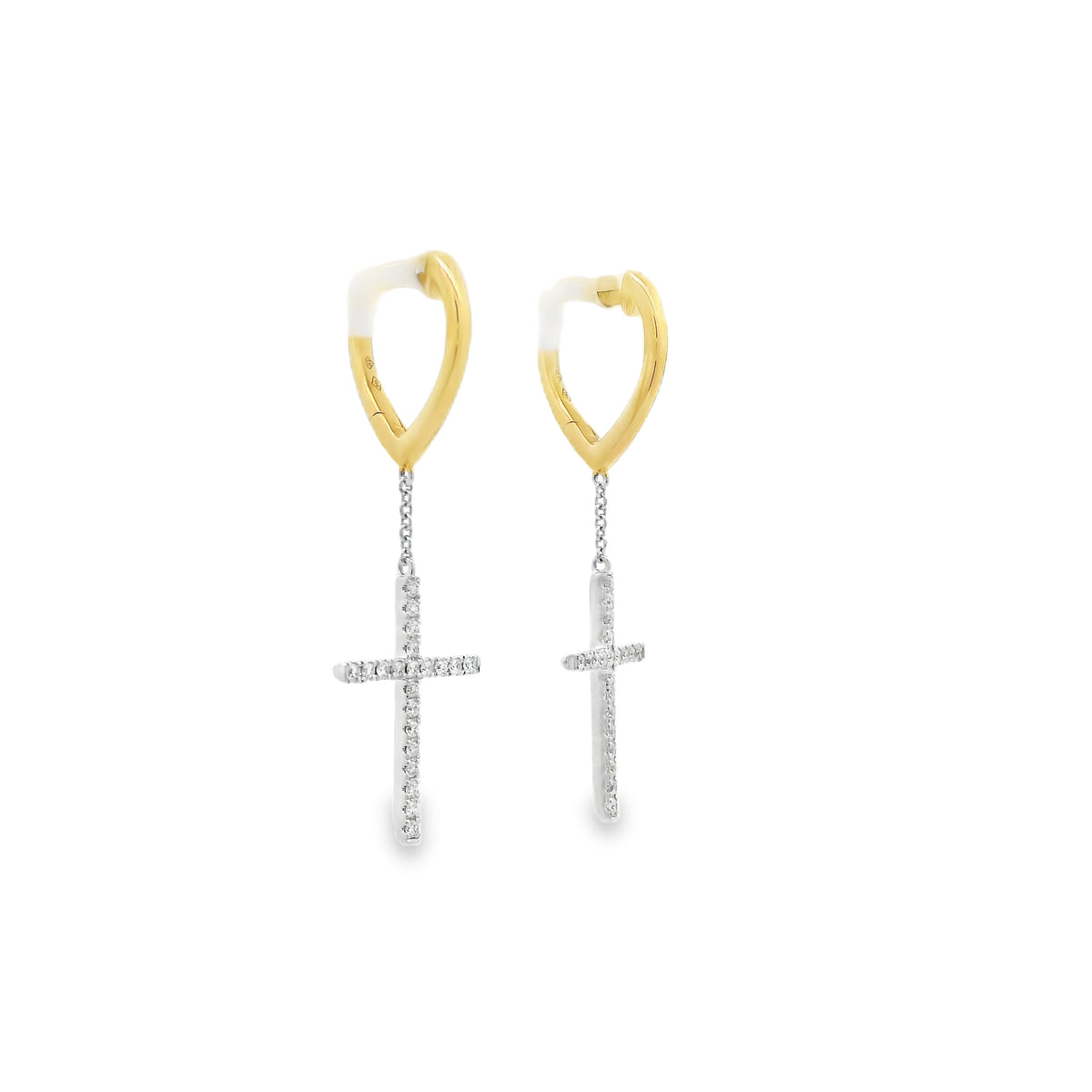0.21ct Diamond Cross Hoop Earrings