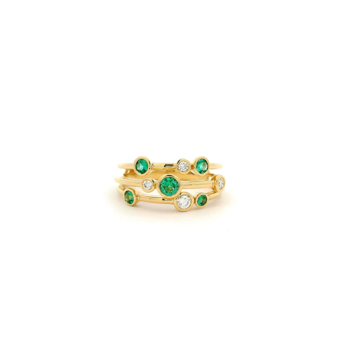 0.29ct Round Emerald And Diamond Bubble Ring