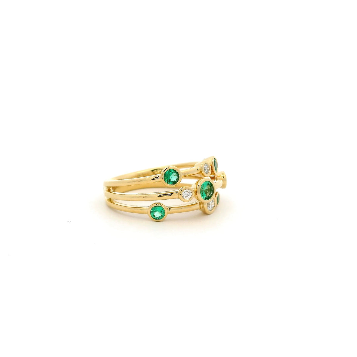 0.29ct Round Emerald And Diamond Bubble Ring