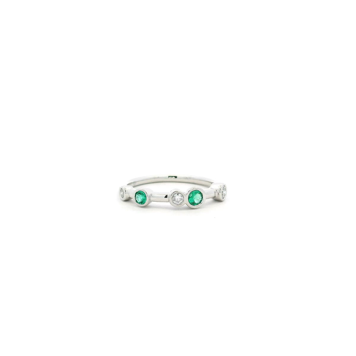 0.15ct Round Emerald And Diamond Bubble Style Ring