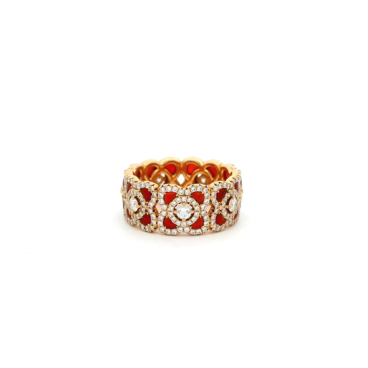 De Beers Rose Gold Carnelian And Diamond Eternity Ring