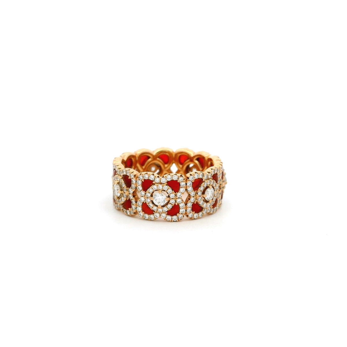 De Beers Rose Gold Carnelian And Diamond Eternity Ring