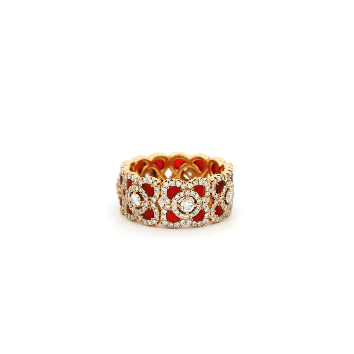 De Beers Rose Gold Carnelian And Diamond Eternity Ring