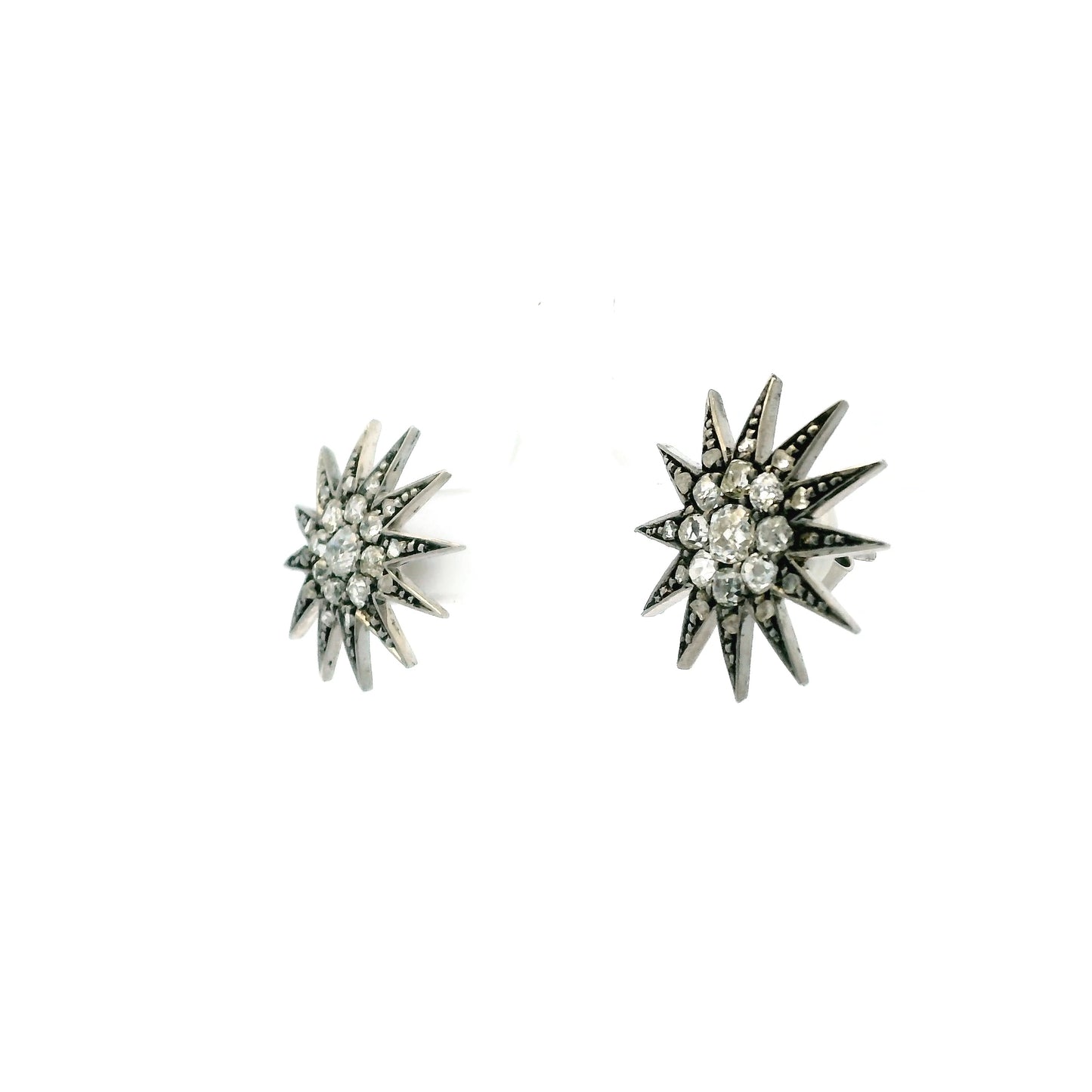 Old Cut Diamond Starburst Earrings