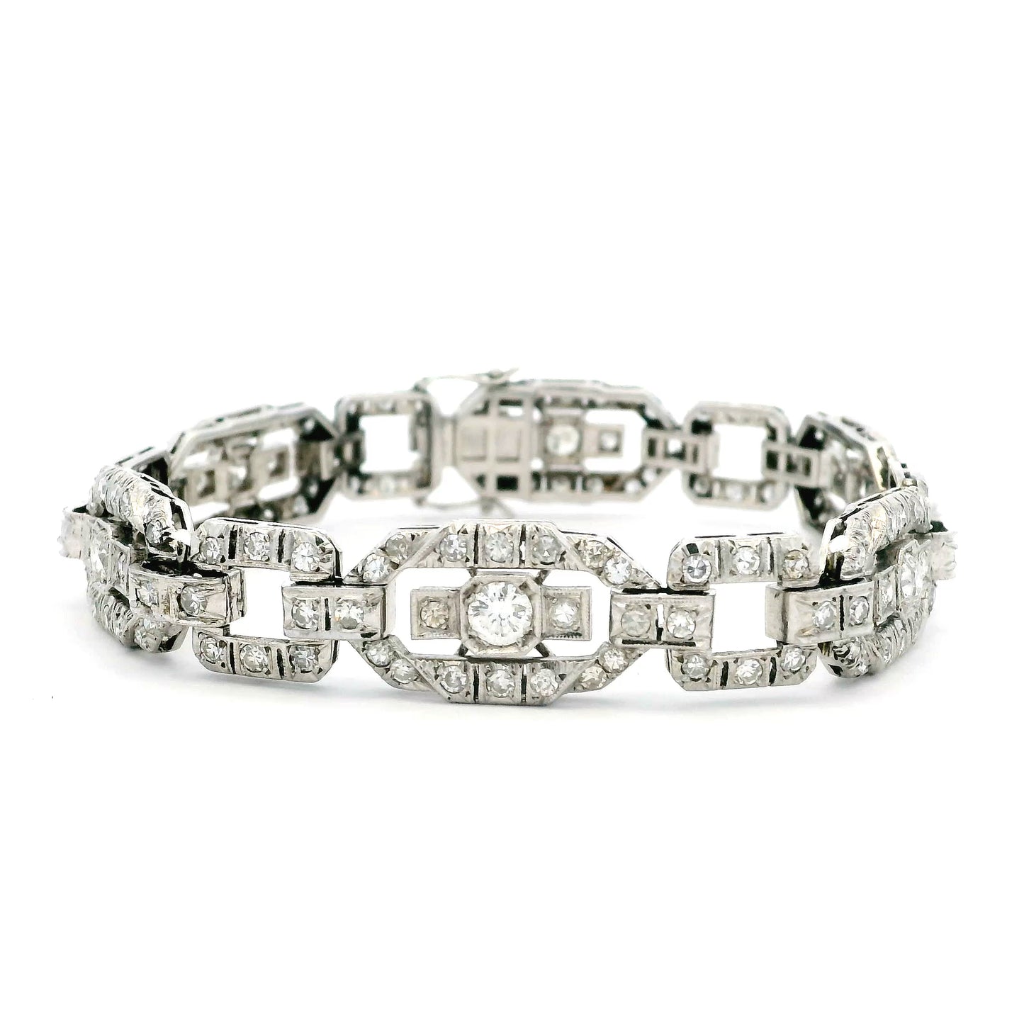 Art Deco Old Cut Diamond Plaque Bracelet