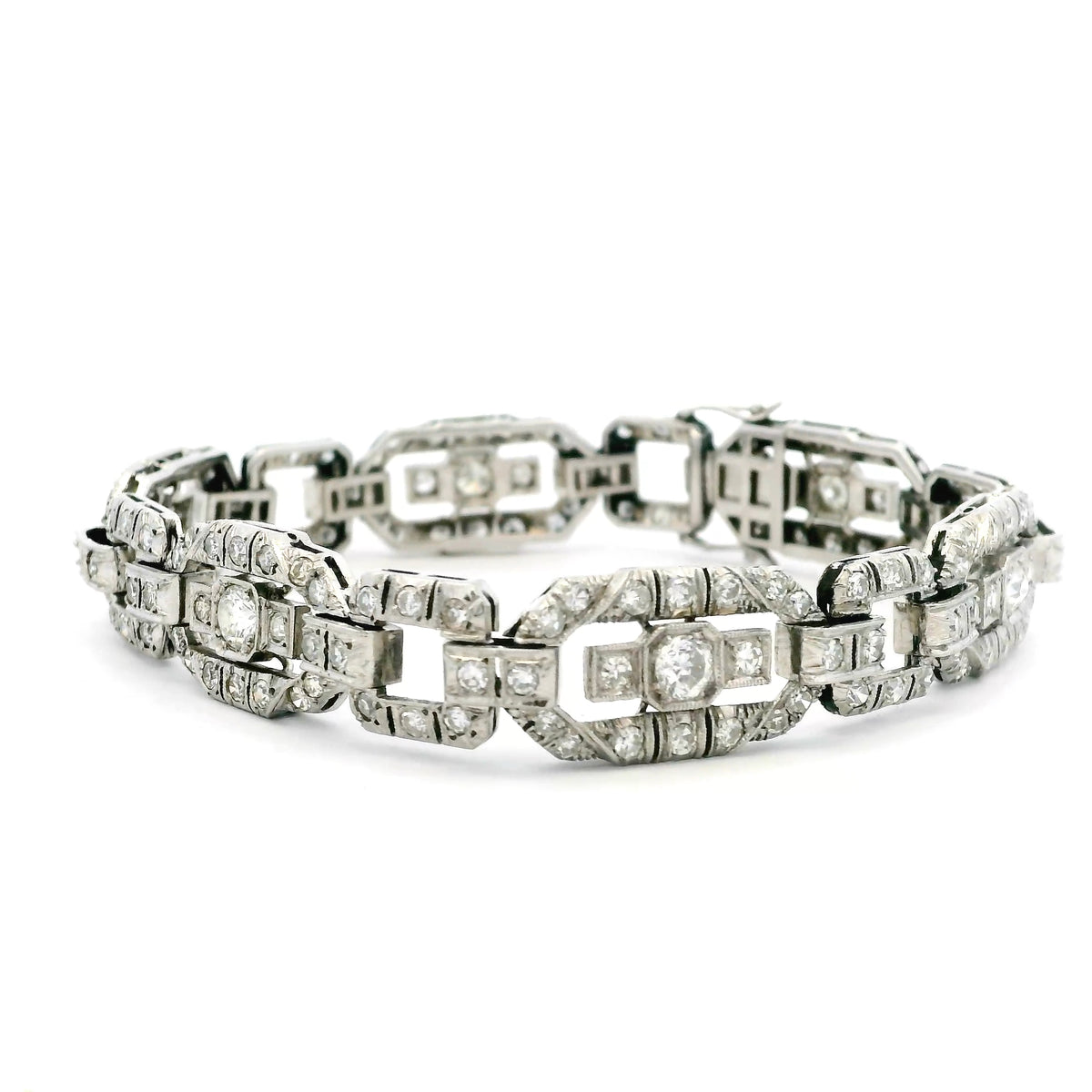 Art Deco Old Cut Diamond Plaque Bracelet