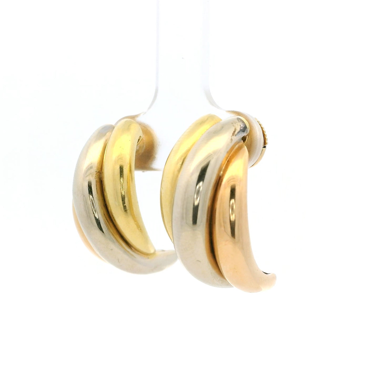 Fred Yellow, White And Rose Gold Trinity Half Hoop Earrings