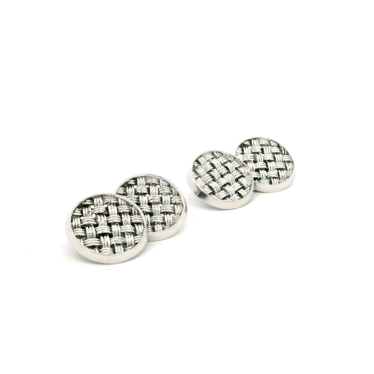 Pierre Sterlé White Gold Round Woven Cufflinks