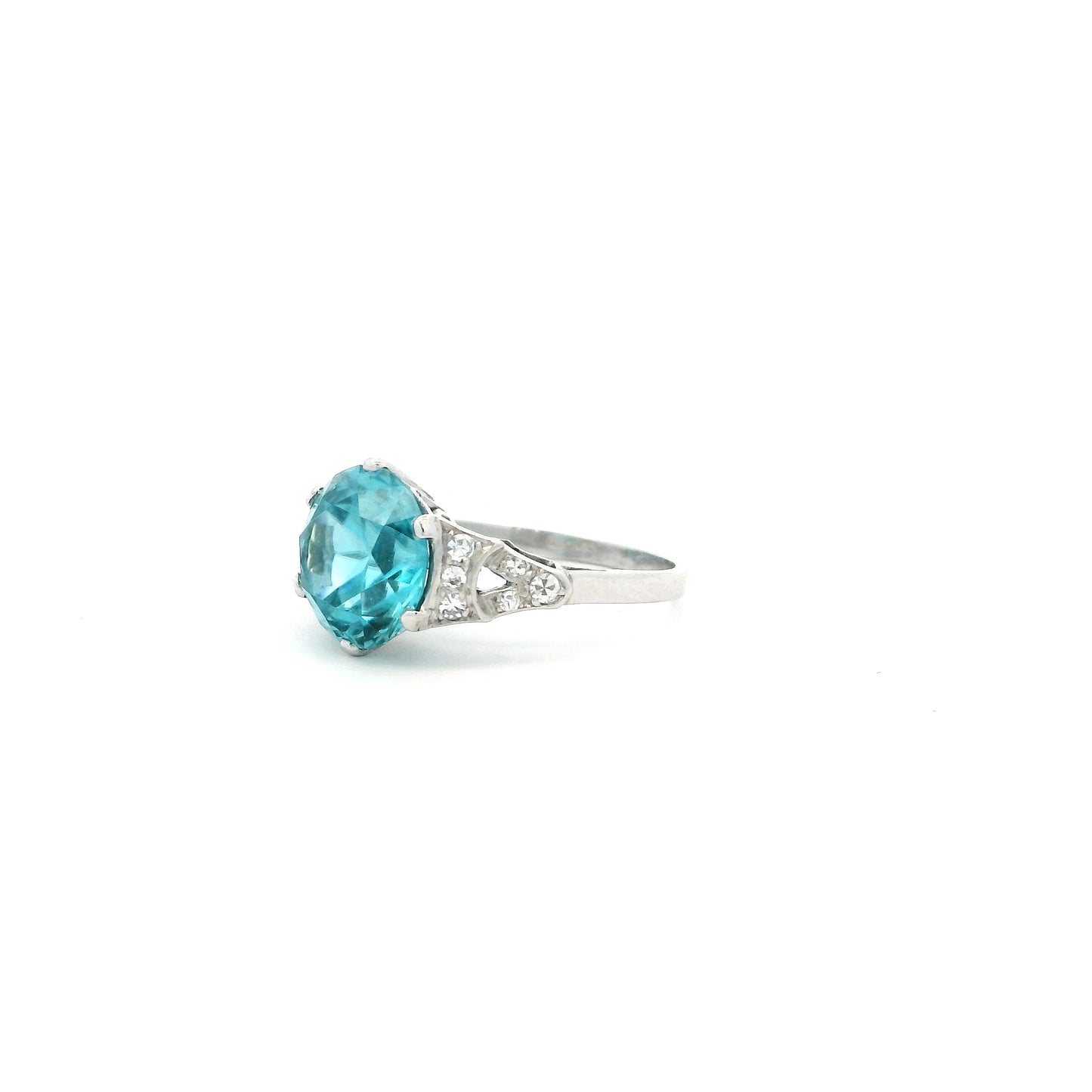 5.65ct Round Blue Zircon Solitaire Ring