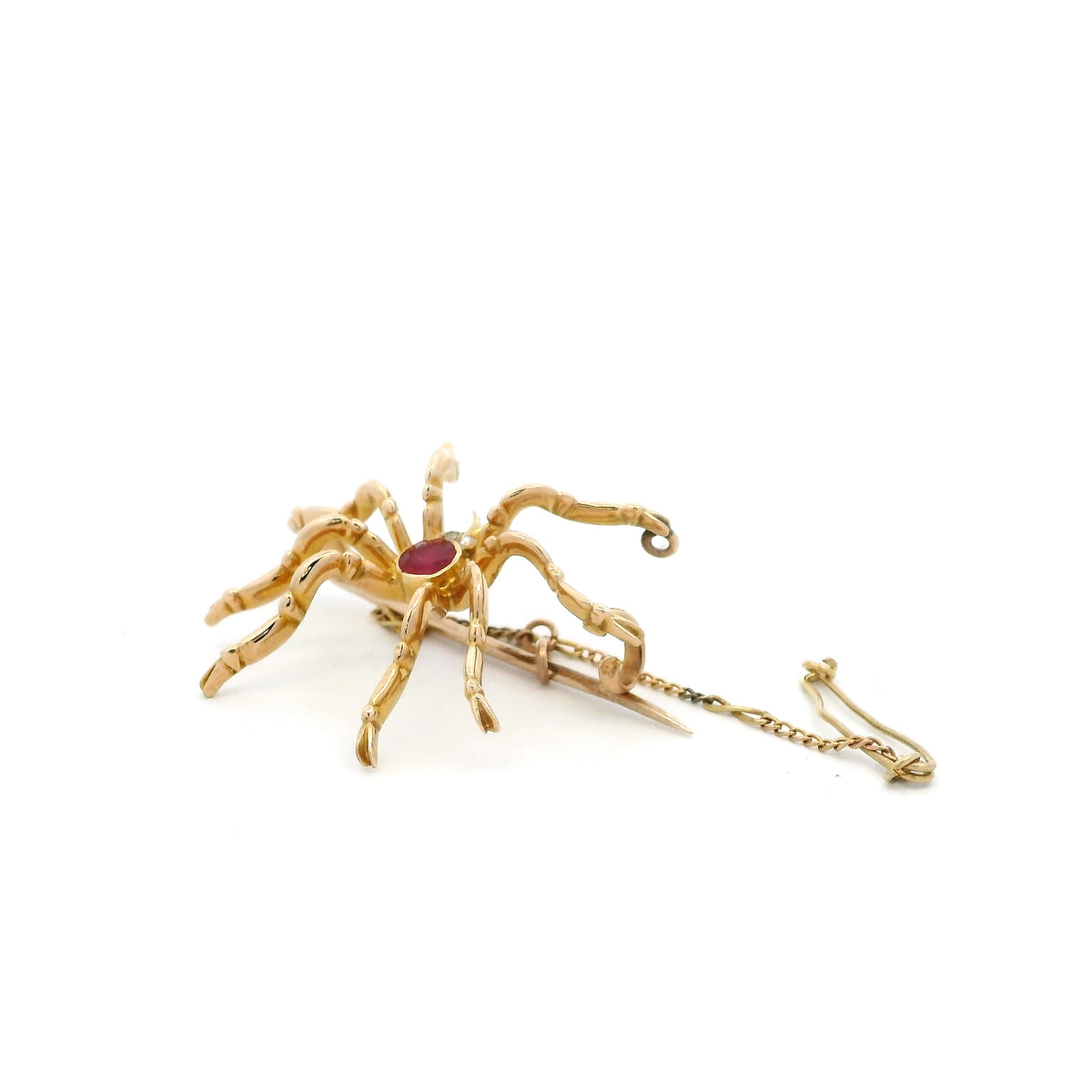 Ruby Set Yellow Gold Spider Brooch