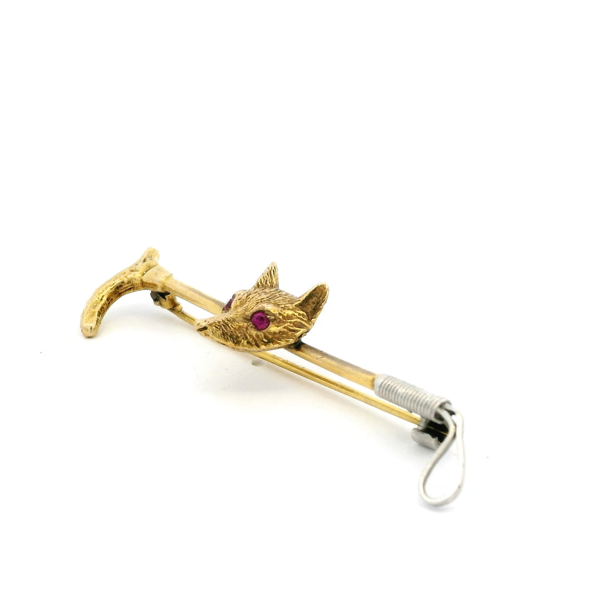 Vintage Yellow Gold Fox Head And Crop Brooch