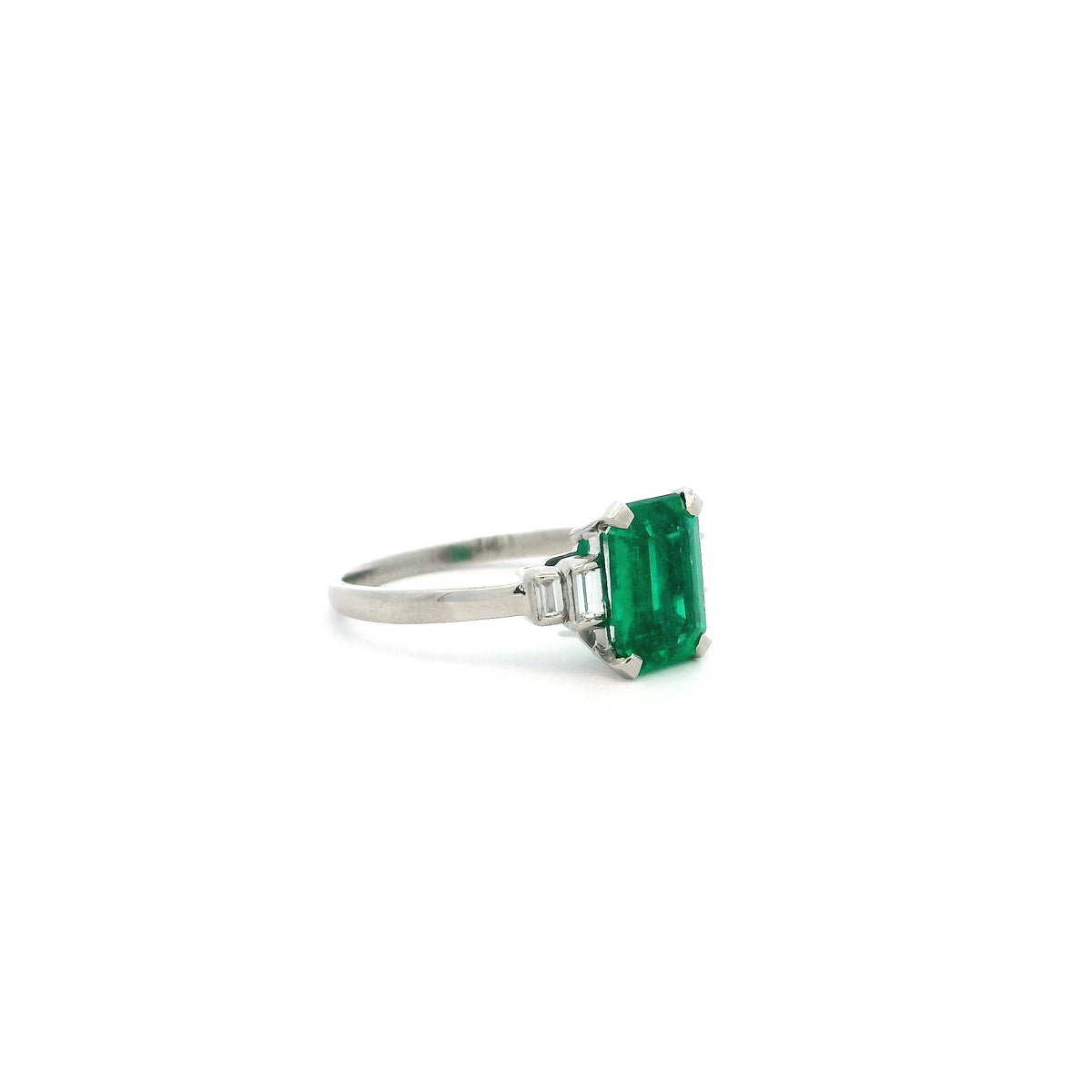 1.66ct Certified Columbian Emerald Cut Emerald Solitaire Ring