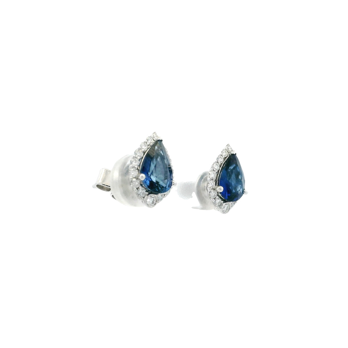 2.27ct Pear Sapphire And Diamond Cluster Stud Earrings