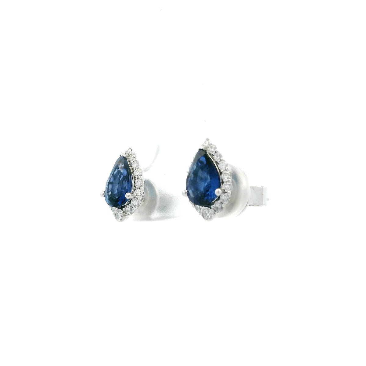 2.27ct Pear Sapphire And Diamond Cluster Stud Earrings