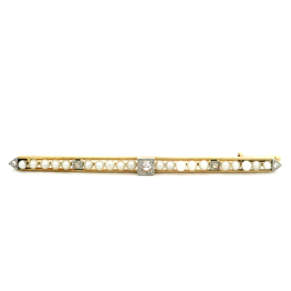 Pearl And Diamond Bar Brooch