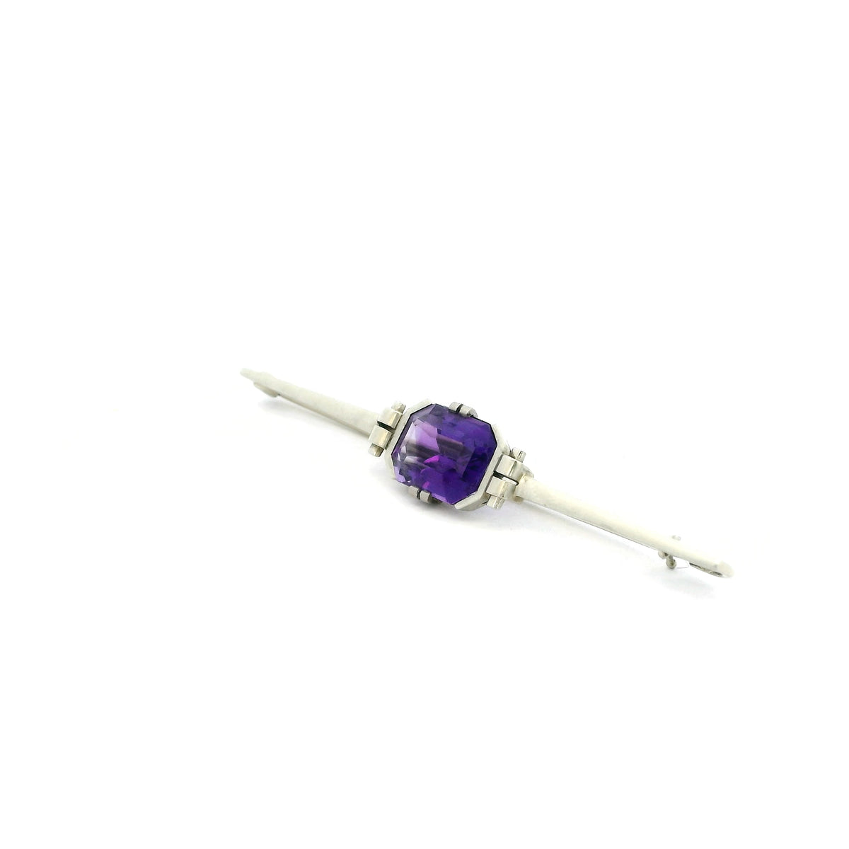 2.25ct Emerald Cut Amethyst Brooch