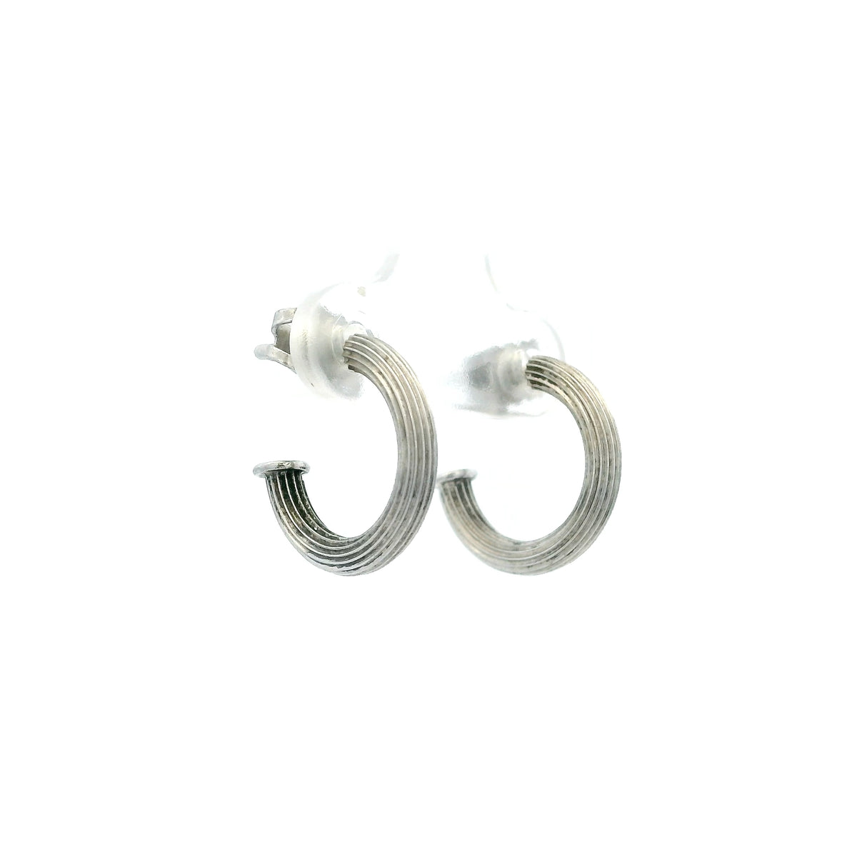 Theo Fennell White Gold Ribbed Hoops
