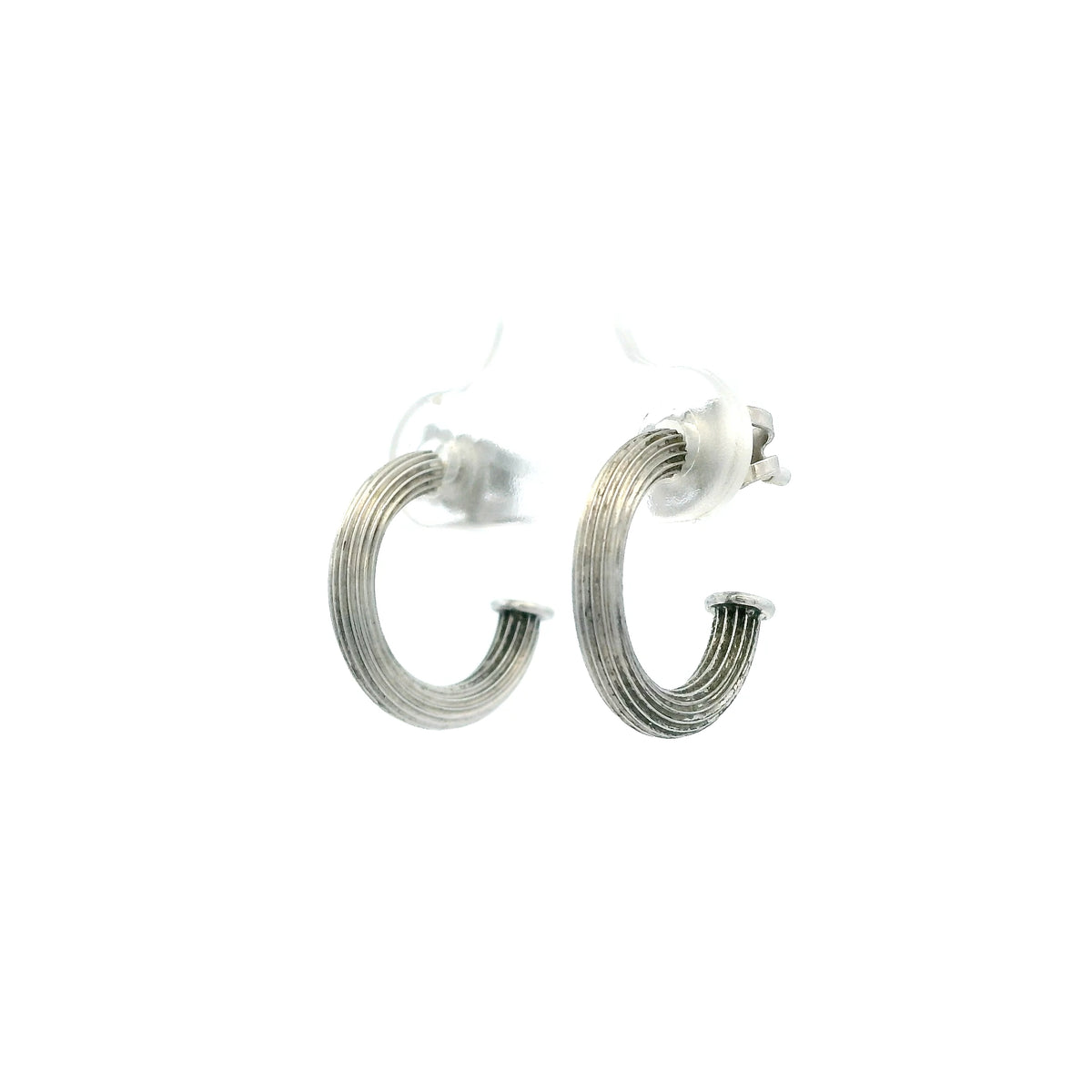 Theo Fennell White Gold Ribbed Hoops