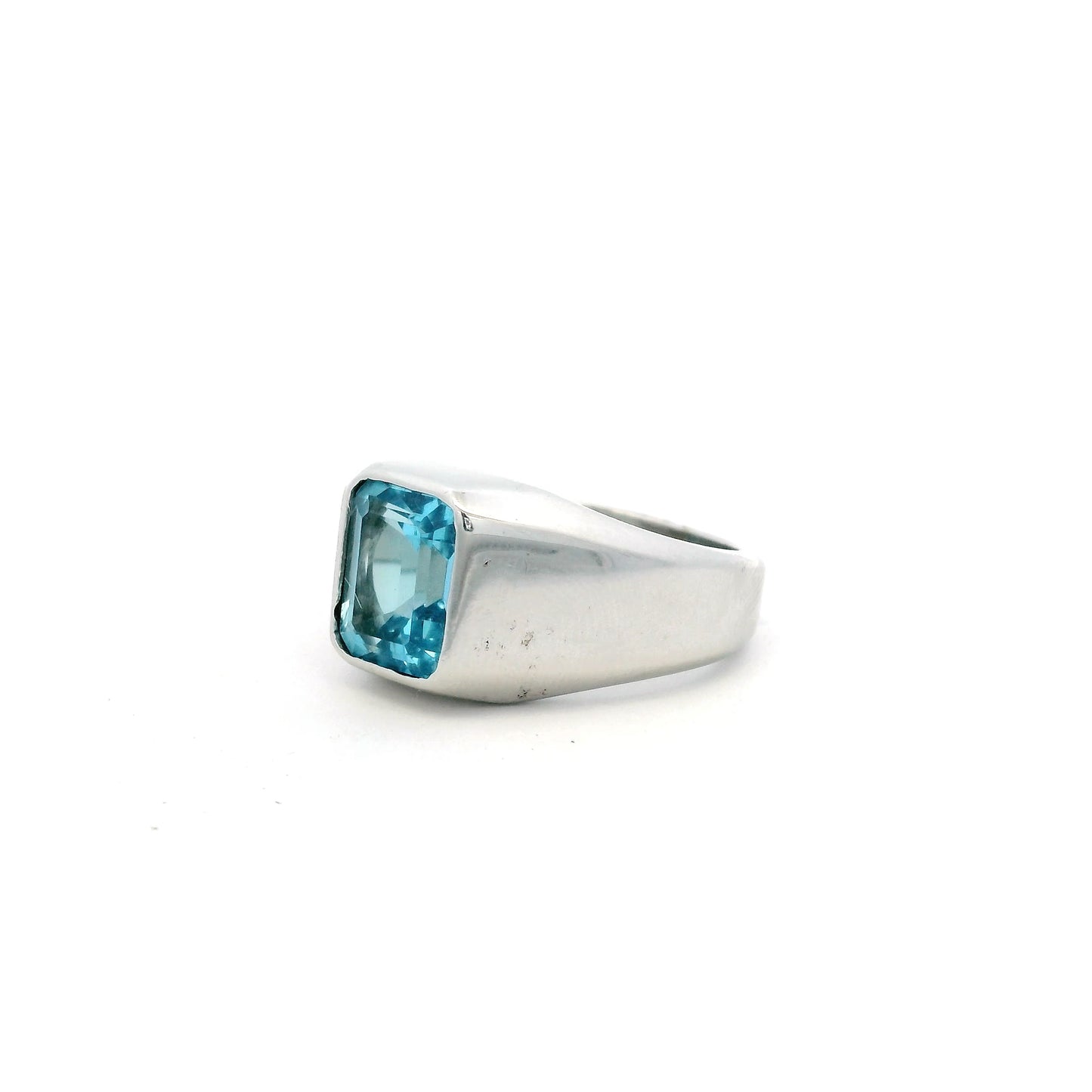 4.50ct Emerald Cut Blue Topaz Solitaire Ring