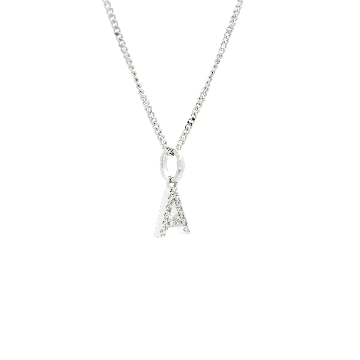 White Gold Diamond Set Initial Letter Pendant