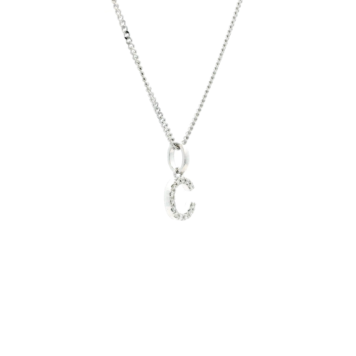 White Gold Diamond Set Initial Letter Pendant