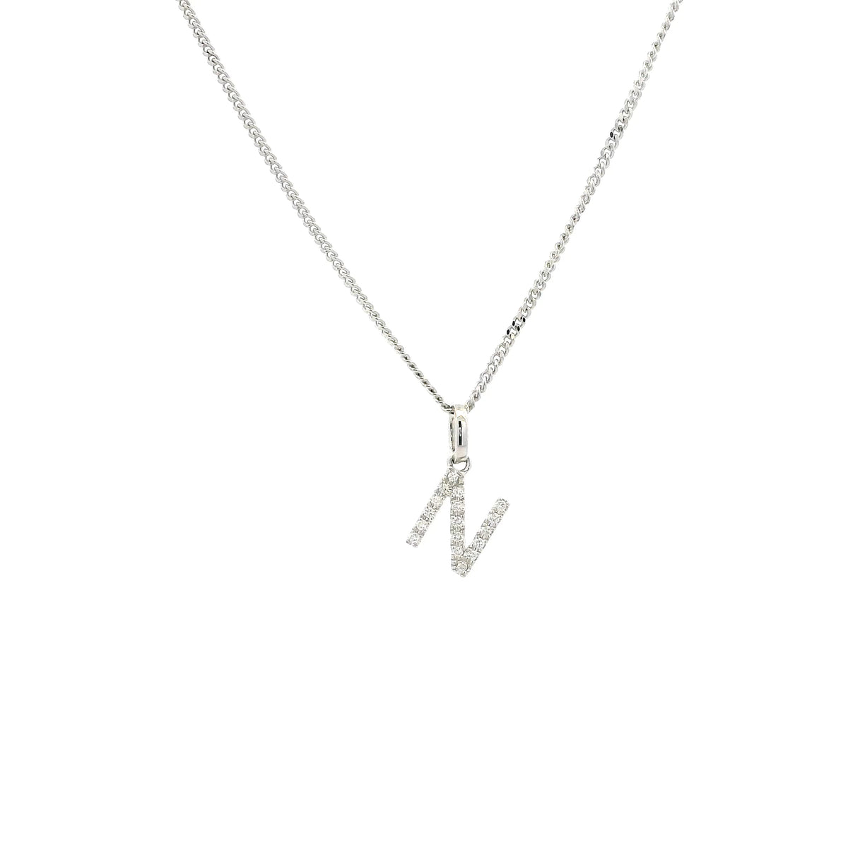 White Gold Diamond Set Initial Letter Pendant