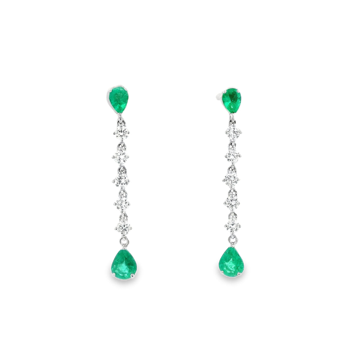 Gem Set And Diamond Line Drop Earrings