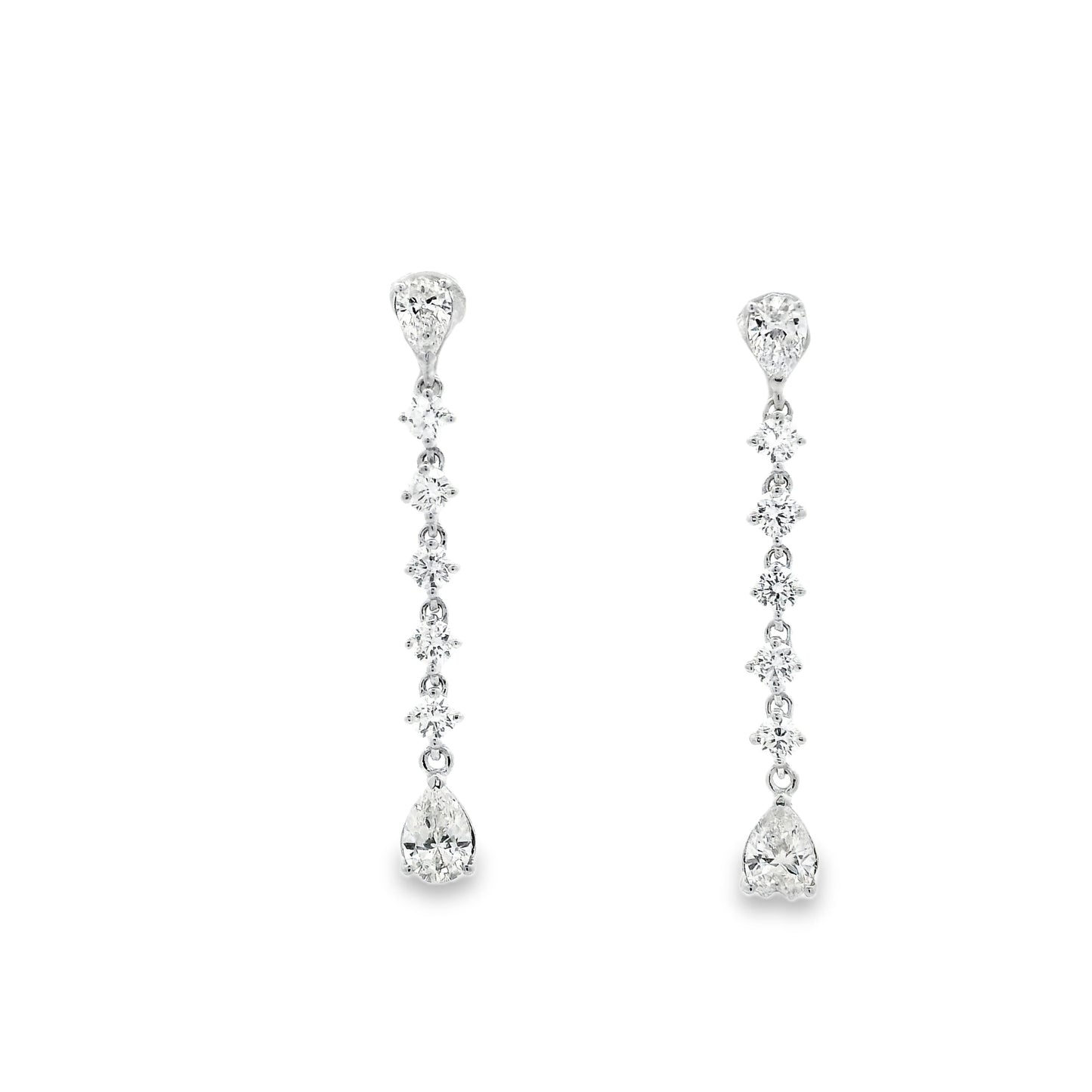 Gem Set And Diamond Line Drop Earrings