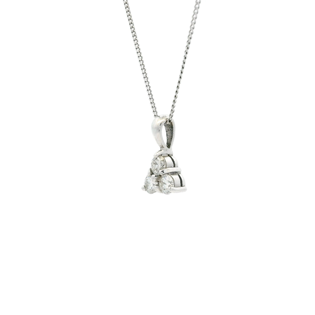 18ct White Gold 0.51ct Round Diamond Trefoil Pendant